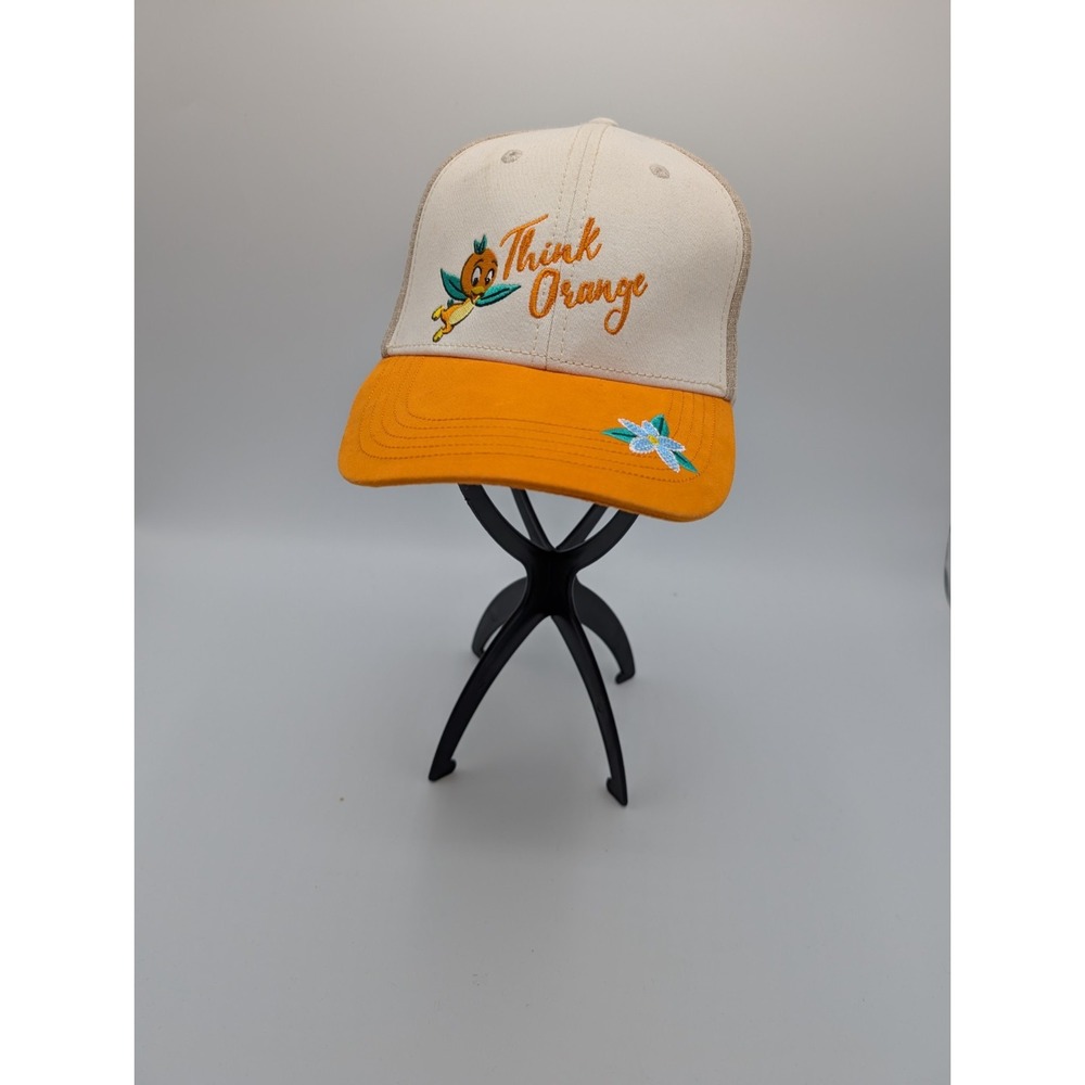 Disney Orange Bird Hat Cap Strap Back Mens One Size Think Orange Linen Blend